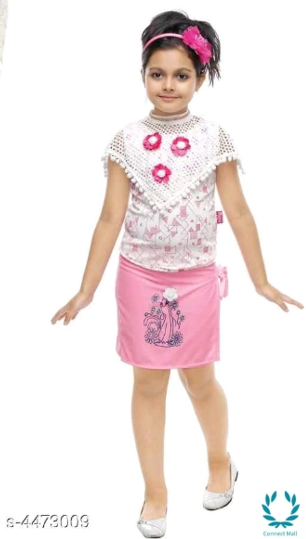 KId's Girl's Clothing Sets - 4-5 Years, White/ Baby Pink, Top &Bottom Fabric: Cotton Blend, Multi Pack ;1